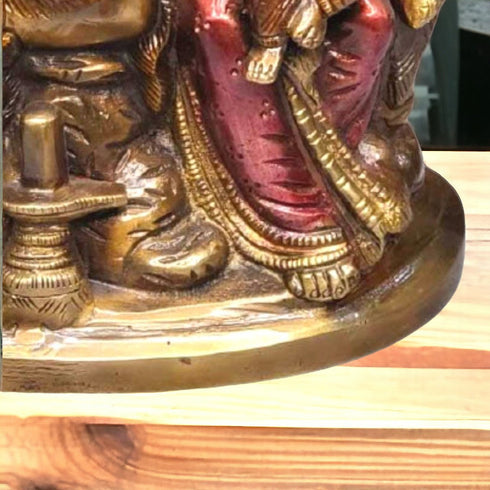 Tamas Brass Handcrafted Shiv Parivar Family Murti Statue/ Idol with Antique Finish ( Golden) (Pack of 1)